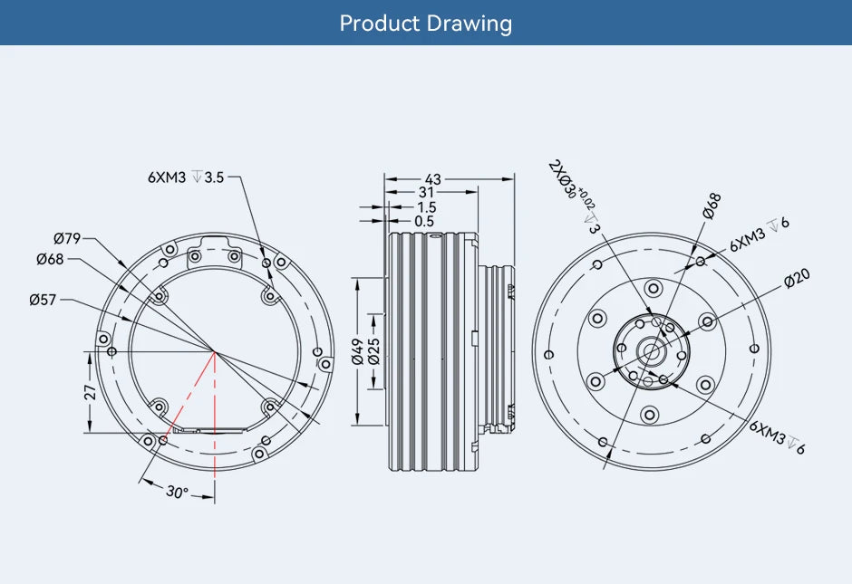 CubeMars AK60-6 V3.0 KV80 Dynamical Modular Motor for Foot Robots and AGV